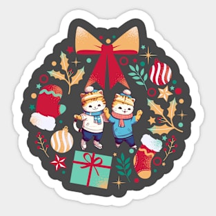 Cats on ice skates Sticker